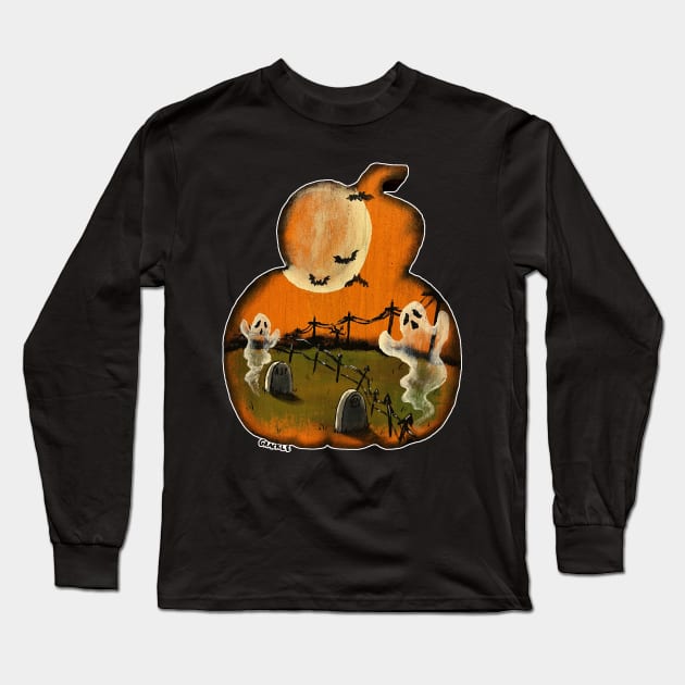 Ghostly Graveyard Long Sleeve T-Shirt by Jan Grackle